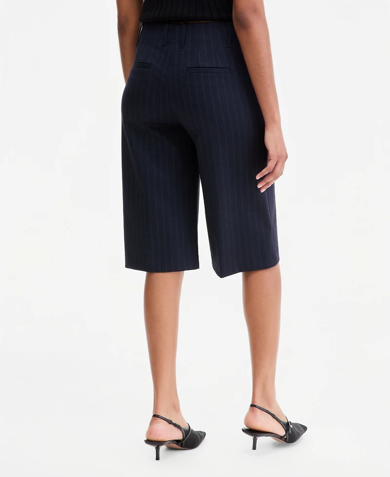 Bar Iii Women's Pinstripe High-Rise Knee-Length Shorts, Macy's Exclusive