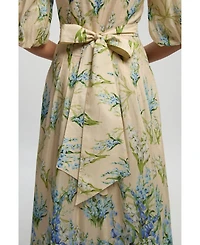 Karen Millen Women's Floral Puff Sleeve Midi Dress