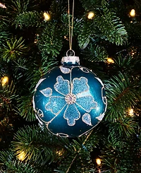 Holiday Lane Enchanted Forest Ball With Flower Ornament, Macy's Exclusive