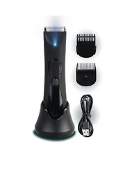 Perry Ellis Waterproof Rechargeable Body Hair Trimmer with Ceramic Blades and Charging Stand