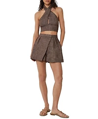 Reiss Women's Serena Linen Wrap Front Co-Ord Top