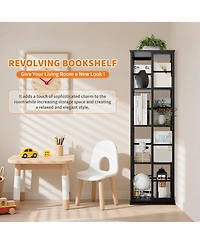homfan 4-Tier 360 Degree Rotating Bookshelf, Slim Metal Frame Multi-Purpose Storage Display Rack for Home Decor