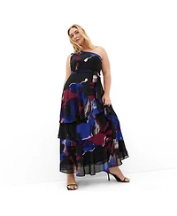City Chic Women's Plus Rendezvous One Shoulder Maxi Dress