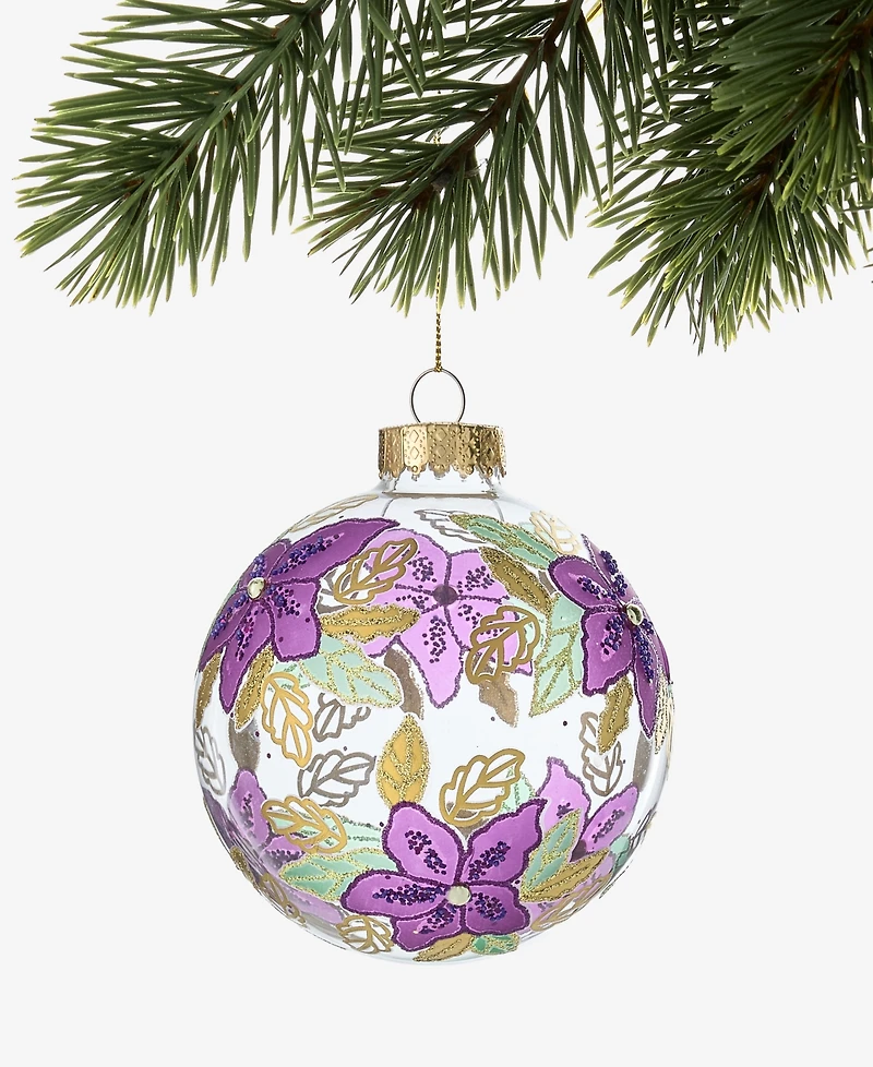 Holiday Lane Enchanted Forest Floral Ball Ornament, Macy's Exclusive