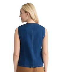 Jones New York Petite Sleeveless Woven Denim Vest