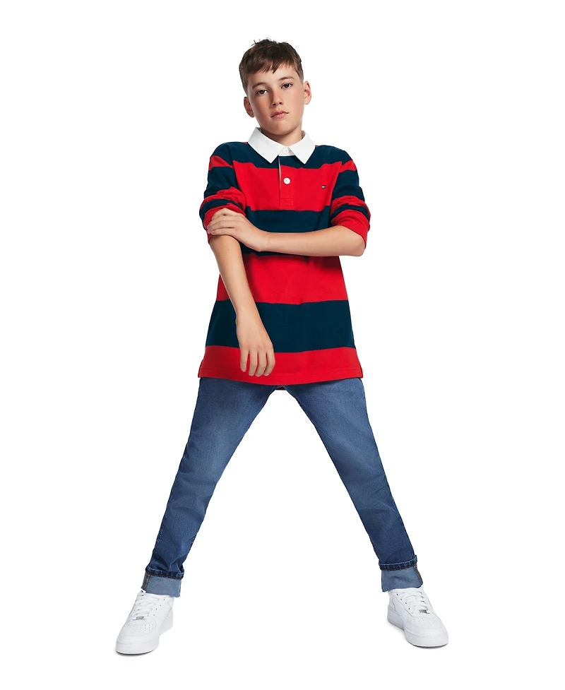 Tommy Hilfiger Boys' 8-20 Striped Long-Sleeve Rugby Polo Shirt