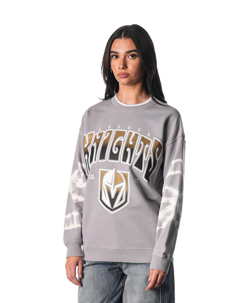 The Wild Collective Men's and Women's Gray Vegas Golden Knights Tie-Dye Double Collar Pullover Sweatshirt