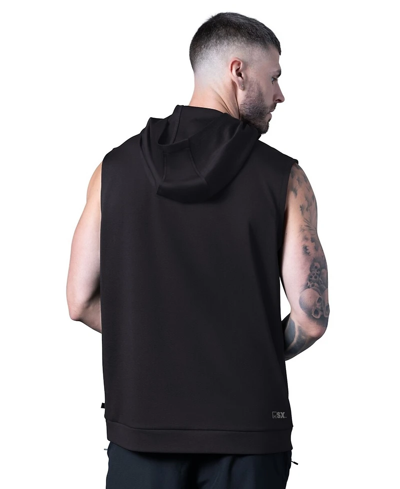 Msx By Michael Strahan Men's Black Pittsburgh Steelers Tri-Blend Rebound Sleeveless Hoodie