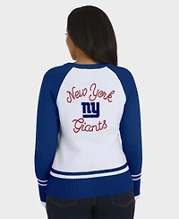 Wear by Erin Andrews Women's White/Royal New York Giants Color Block Raglan Sweater