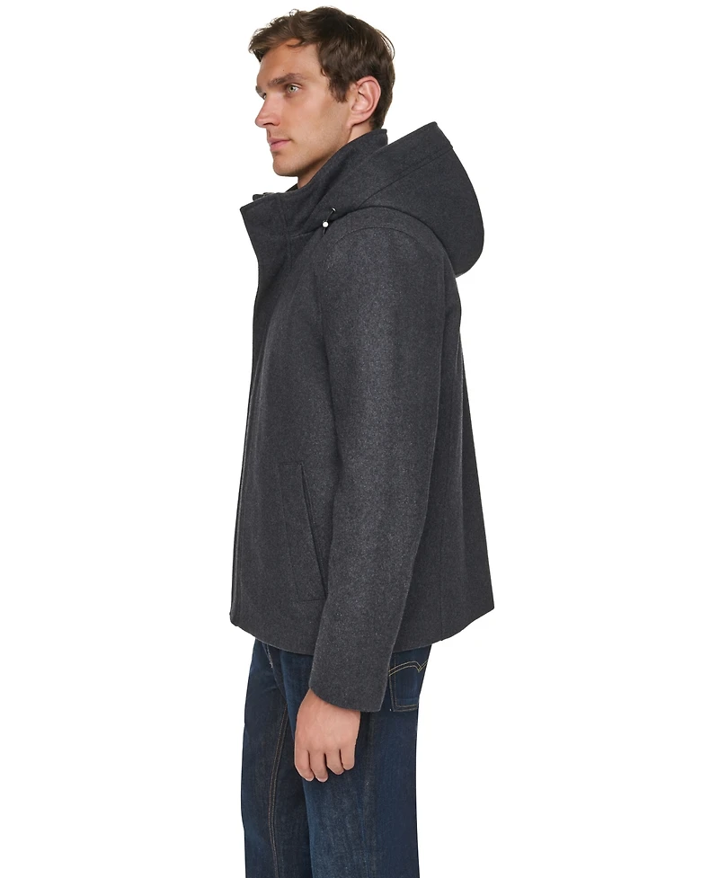 Cole Haan Men's Front-Zip Duffel Wool Jacket