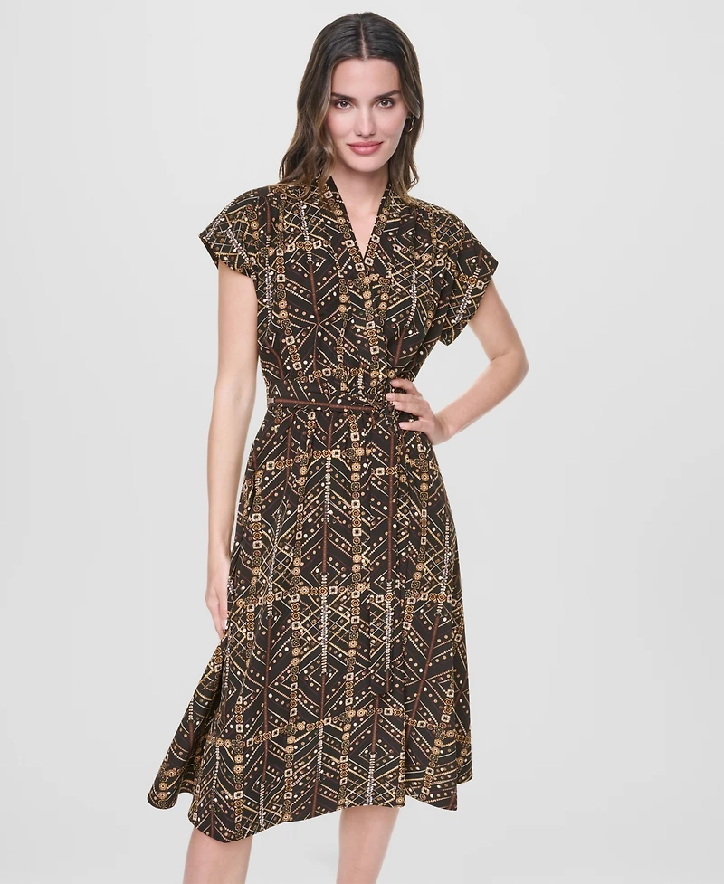 Dkny Women's Surplice Neck Faux-Wrap Midi Dress