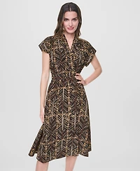 Dkny Women's Surplice Neck Faux-Wrap Midi Dress