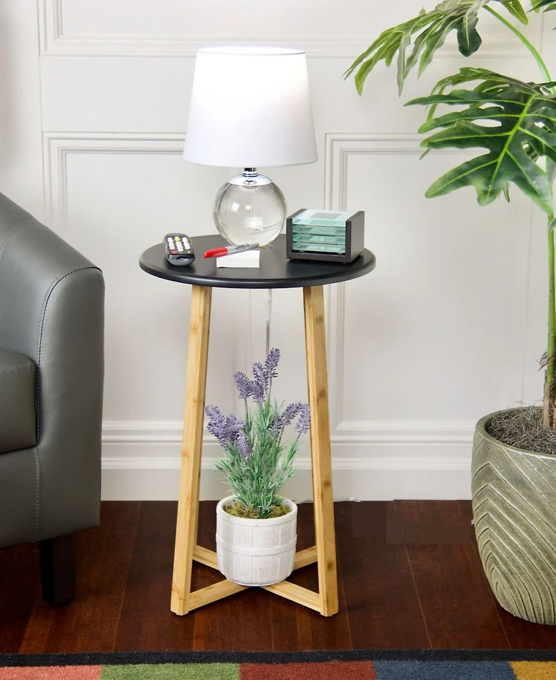 Fairway Avenue Home 23.4" Bamboo Wood Round Plant Display Table
