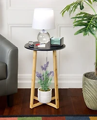 Fairway Avenue Home 23.4" Bamboo Wood Round Plant Display Table