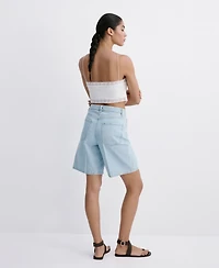 Mango Women's High-Waist Straight-Fit Denim Shorts