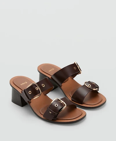 Mango Women's Buckles Leather Heeled Sandals