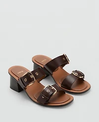 Mango Women's Buckles Leather Heeled Sandals
