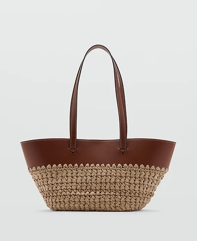 Mango Women's Natural-Fiber Tote Bag