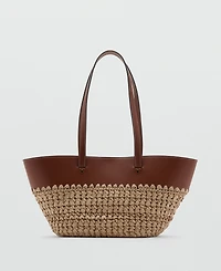 Mango Women's Natural-Fiber Tote Bag