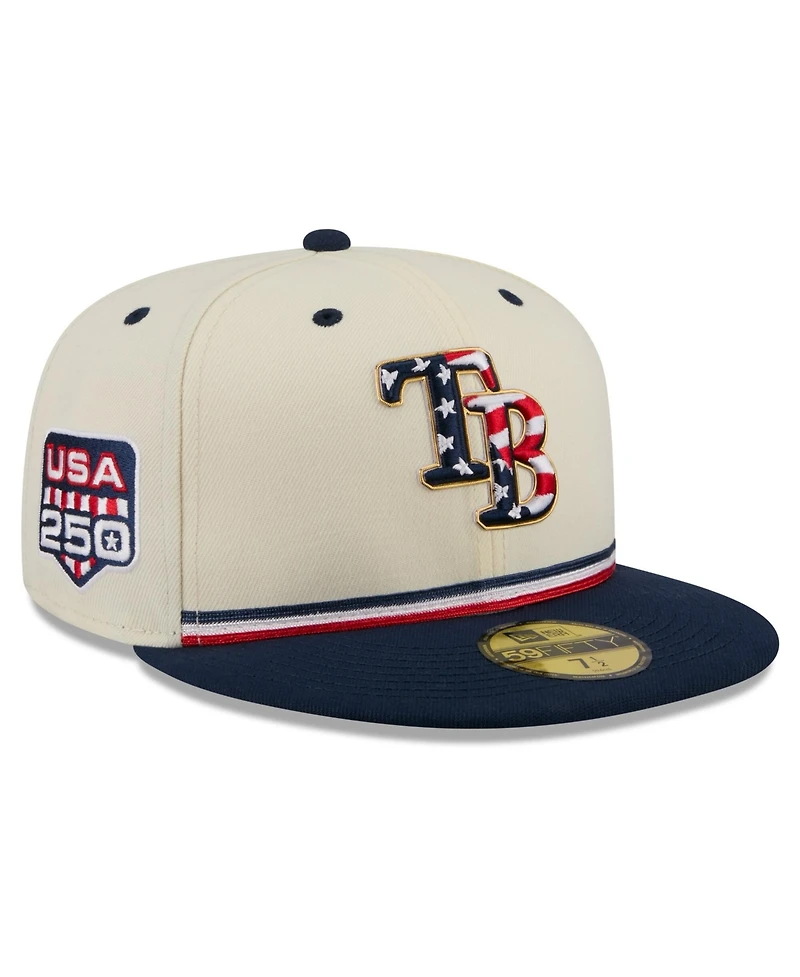 New Era Men's Cream/Blue Tampa Bay Rays Usa 250 Fourth of July 59FIFTY Fitted Hat