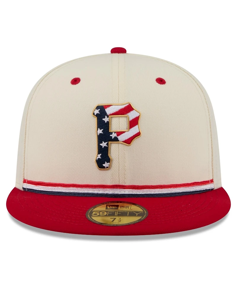 New Era Men's Cream/Red Pittsburgh Pirates Usa 250 Fourth of July 59FIFTY Fitted Hat