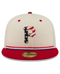 New Era Men's Cream/Red Pittsburgh Pirates Usa 250 Fourth of July 59FIFTY Fitted Hat