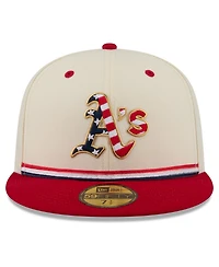New Era Men's Cream/Red Athletics Usa 250 Fourth of July 59FIFTY Fitted Hat