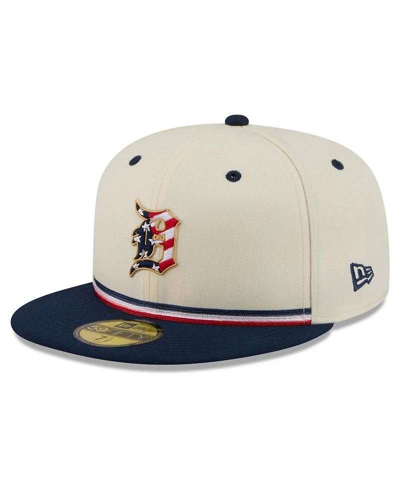 New Era Men's Cream/Blue Detroit Tigers Usa 250 Fourth of July 59FIFTY Fitted Hat