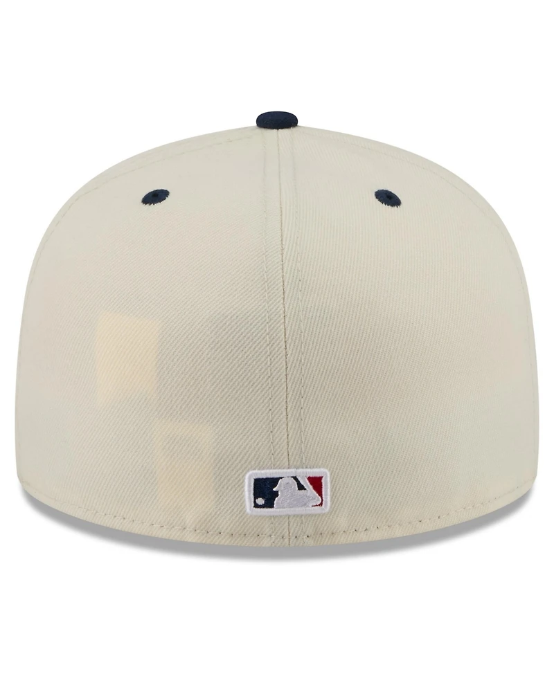 New Era Men's Cream/Blue Cleveland Guardians Usa 250 Fourth of July 59FIFTY Fitted Hat