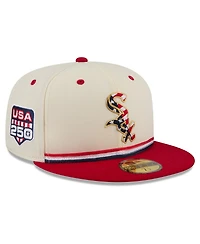 New Era Men's Cream/Red Chicago White Sox Usa 250 Fourth of July 59FIFTY Fitted Hat