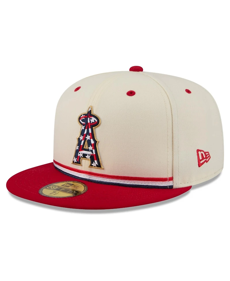 New Era Men's Cream/Red Los Angeles Angels Usa 250 Fourth of July 59FIFTY Fitted Hat