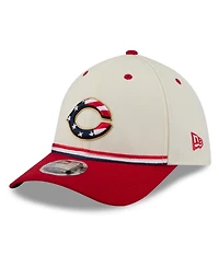 New Era Men's Cream/Red Cincinnati Reds Usa 250 Fourth of July 39THIRTY M-Crown Flex Hat
