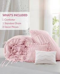 Intelligent Design Ivy Ruched Bow Tie 4-Piece Comforter Set, Twin/Twin Xl