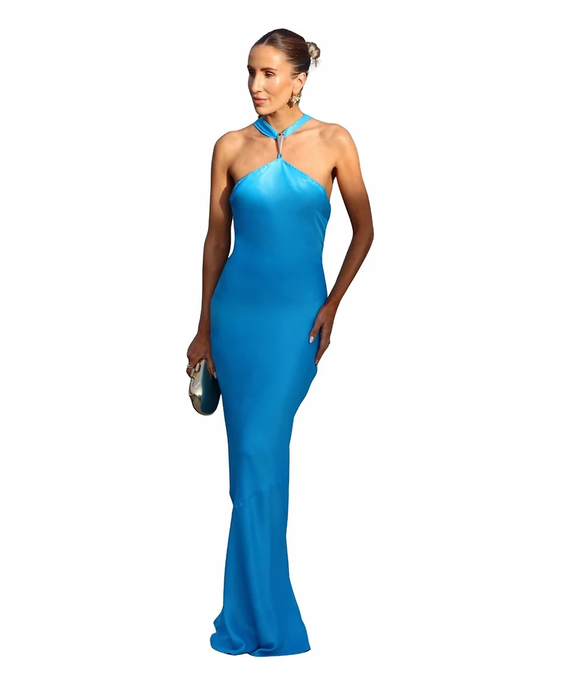 Karen Millen Women's Satin Halter Maxi Dress
