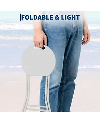 homfan Folding Stool - 18" Backless Stool with Handle and Anti-Slip Feet, 600 lbs Capacity, Portable for Bar, Kitchen, Home, Indoor and Outdoor
