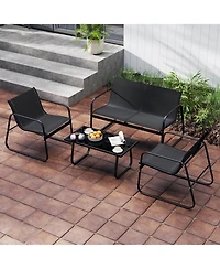 Costway Piece Patio Furniture Set Fabric Lawn Chairs and Loveseat with Coffee Table