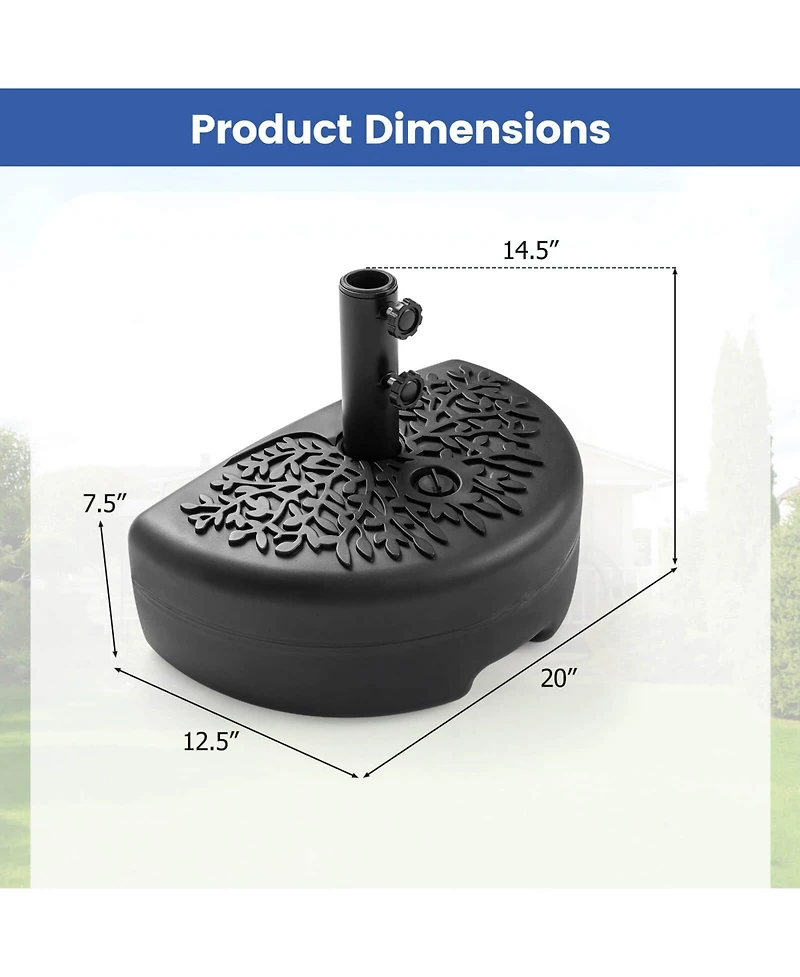 Costway 55 Lbs Half Round Patio Umbrella Base, WaterandSand Fillable Patio Umbrella Stand
