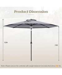 Costway Outdoor Heavy Duty Market Umbrella with Tilt Mechanism Crank Handle 8 Sturdy Ribs