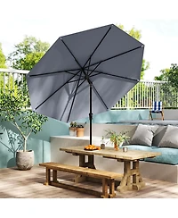 Costway Patio Umbrella with Push Button Tilt, Crank Handle, 8 Sturdy Ribs for Patio, Garden