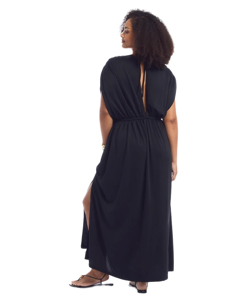 June & Vie Women's Braid-Trim Maxi Dress