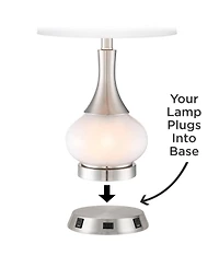360 Lighting Modern Table Lamp with Usb and Ac Power Outlet Workstation Charging Base 24.5" High Brushed Nickel Droplet Living Room Desk Bedroom