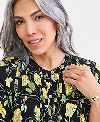 Style & Co Women's Printed Pintuck Shift Dress, Macy's Exclusive