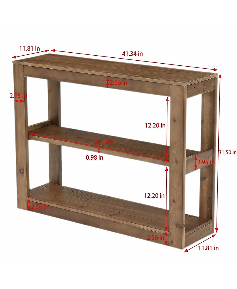 Tribesigns 41.33" Solid Wood Console Table with 3-Tier Open Shelves, Modern Farmhouse Rustic Entryway Sofa Table