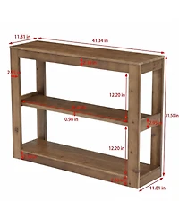 Tribesigns 41.33" Solid Wood Console Table with 3-Tier Open Shelves, Modern Farmhouse Rustic Entryway Sofa Table