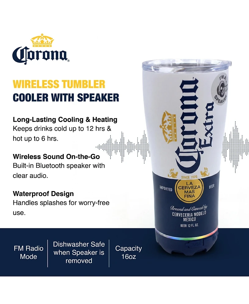 Modelo 16oz Stainless Steel Tumbler with Removeable Led Light Waterproof Bluetooth Speaker