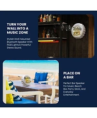 Modelo Bluetooth Bottle Cap Speaker with Led Lights, Fm Radio, Kickstand, and Wall Mount