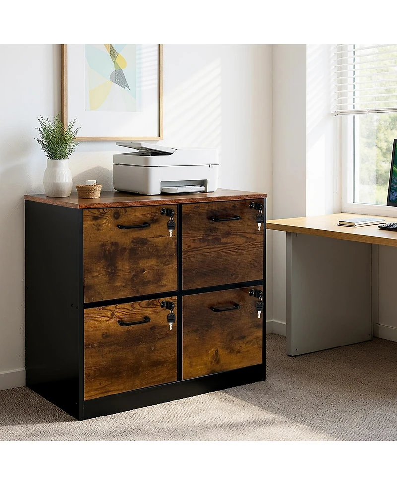 homfan Locking 4-Drawer File Cabinet