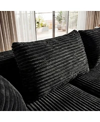 Homsee 3-Piece U-Shaped Sectional Sofa Set With Pillows, Corduroy Convertible Couch