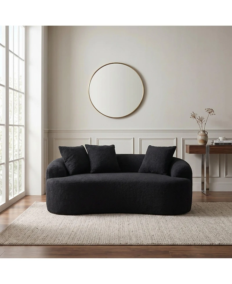 Sailvan Curved Loveseat No-Assembly Chenille Sofa for Small Spaces
