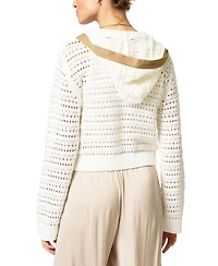 Central Park West Women's Avery Mixed Media Hooded Cardigan